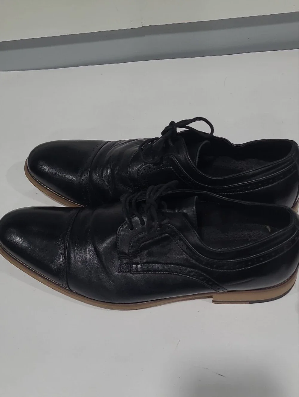 STACY ADAMS Classic Black Leather Cap-Toe Lace-Up Dress Shoes 10W